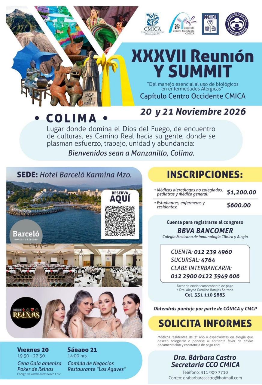 ¡Inscripciones Abiertas! XXXVII Reunión y Summit CCO CMICA 2026 – Colima